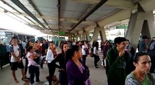 Chuva dificulta saída de ônibus do Terminal de Vila Velha