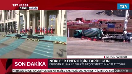 Akkuyu Nükleer Santrali&#39;nin temelini Cumhurbaşkanı Erdoğan ve Putin birlikte attı