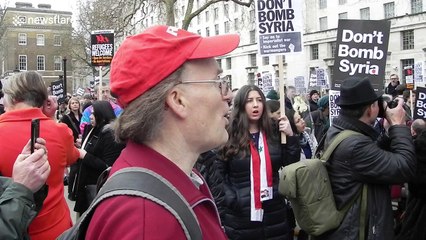 Protesters chant 'Don't bomb Syria!' outside Downing Street