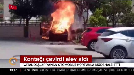 Kontağı çevirdi, aracı alev aldı