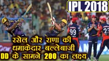 IPL 2018 KKR vs DD: Andre Russell takes Kolkata to 200/9,sets target of 201 for Delhi|वनइंडिया हिंदी