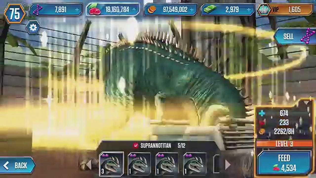 SUPRANNOTITAN LVL 40 - New SUPER RARE HYBRID - Jurassic World The Game
