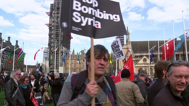Anti-Syria airstrikes protests outside Houses of Parliament