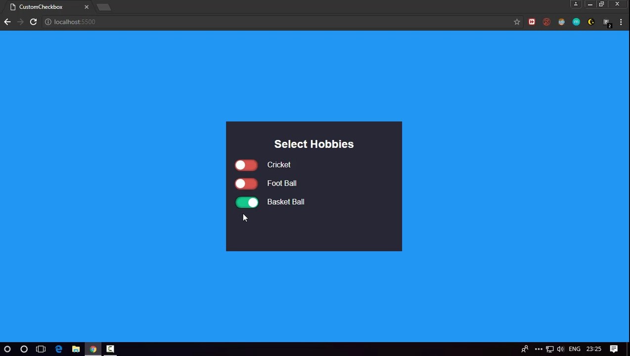 Custom Checkbox Toggle Design using HTML and CSS (Web Designing)