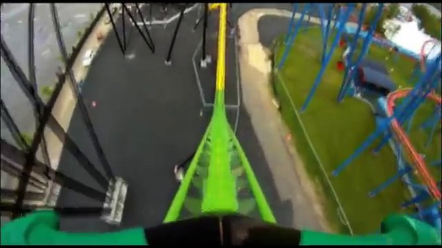 Green Lantern POV Roller Coaster Front Seat Six Flags Great Adventure New Jersey SFGadv