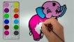 Learn Colors with Drawing and Coloring Elephant for Kids Children and Baby videos 4k | Educational child channel
