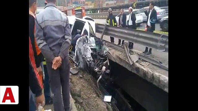 TEM�de feci kaza!; Ekipler olay yerinde