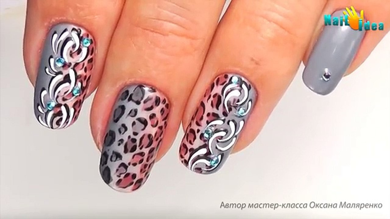 ЛЕОПАРДОВЫЙ маникюр ПОШАГОВО. Дизайн ногтей гель лаками (shellac). Трехцветный градиент Омбре.