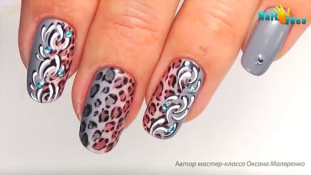 ЛЕОПАРДОВЫЙ маникюр ПОШАГОВО. Дизайн ногтей гель лаками (shellac). Трехцветный градиент Омбре.