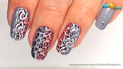 ЛЕОПАРДОВЫЙ маникюр ПОШАГОВО. Дизайн ногтей гель лаками (shellac). Трехцветный градиент Омбре.
