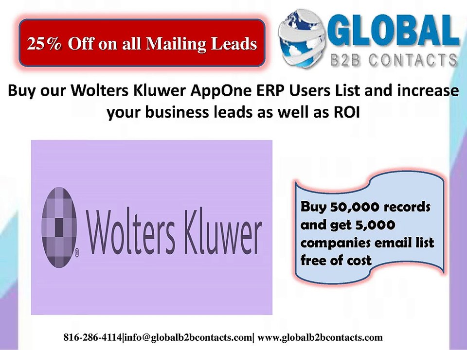 Buy our Wolters Kluwer AppOne ERP Users List and increase your business leads as well as ROI