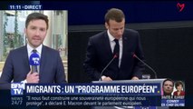 Emmanuel Macron propose un programme européen pour soutenir financièrement les régions qui accueillent des réfugiés.