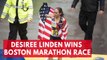 American runner Desiree Linden wins women's Boston Marathon race