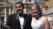Dos recién casados, de luna de miel en Roma para saludar al Papa
