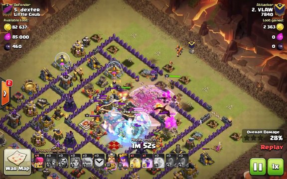 Clash of Clans TH10 vs TH10 Clan War 3 Star Attack Strategy #2 Golem, Wizard _ Valkyrie (GoWiVa)