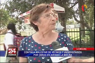 Continúa malestar de vecinos y transeúntes por obras de construcción en Av. La Molina