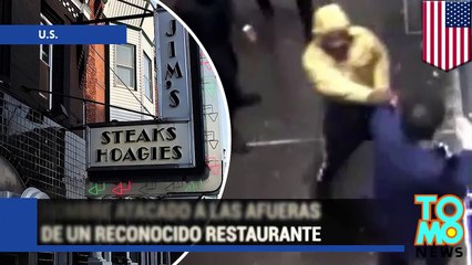 Cámara capta violento asalto a las afueras de reconocido restaurante en Filadelfia