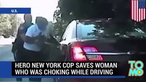 Policía en Nueva York salva la vida de una mujer que se estaba asfixiando mientras conducía