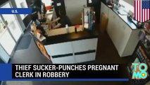 Impactante video de ladrón que golpea a mujer embarazada en una tienda de celulares
