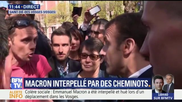 Vous croyez que je pourrais conduire un train à 65 ans? . Emmanuel Macron interpellé par un cheminot à Saint-Dié