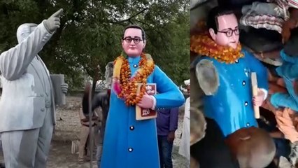 यूपी: असामाजिक तत्वों ने अंबेडकर प्रतिमा का पहुंचाया नुक्सान