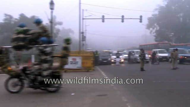 Daredevil motorbike stunt by soldiers of Indian Army