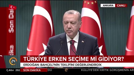 Cumhurbaşkanı Erdoğan, erken seçim ile ilgili olarak açıklama yapıyor