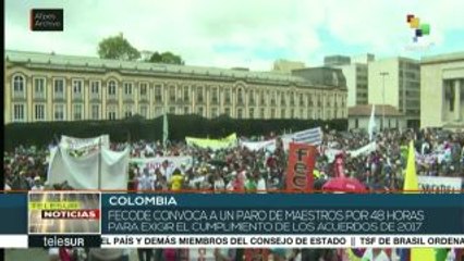 Docentes colombianos convocan a paro ante incumplimiento de acuerdos