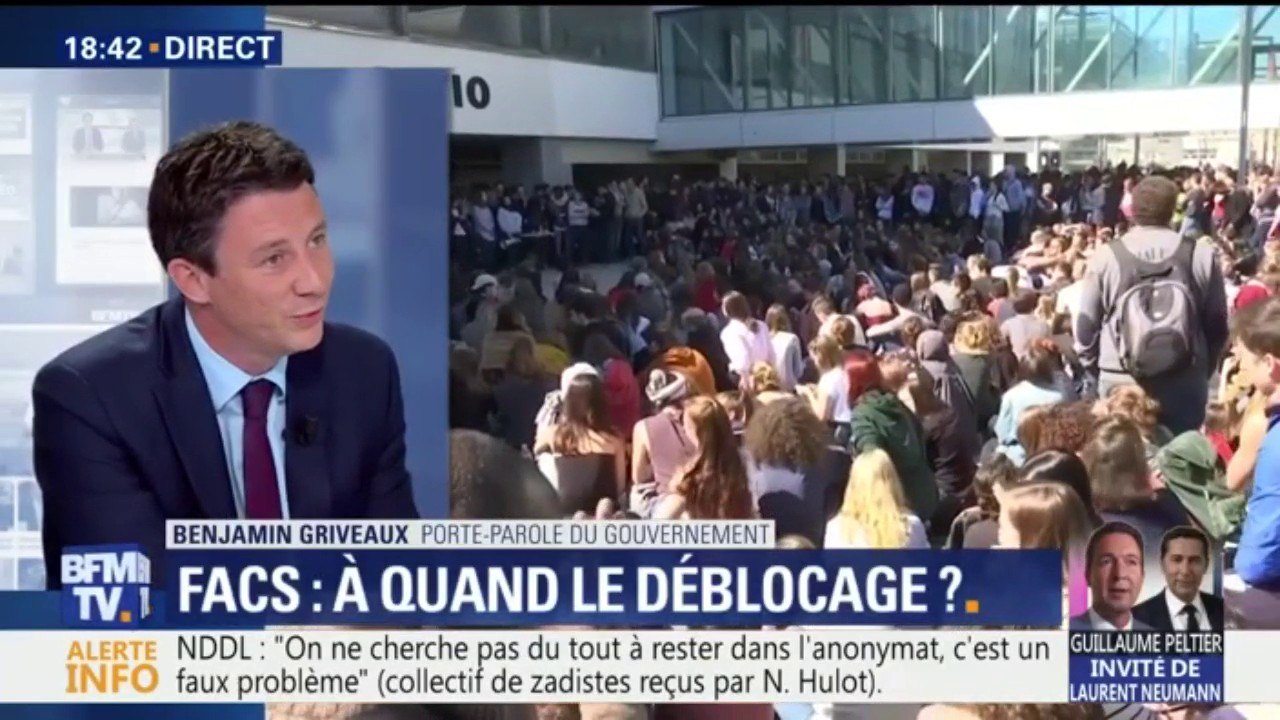 Griveaux: "J’encourage ceux qui bloquent les universités à respecter le vote démocratique des étudiants"