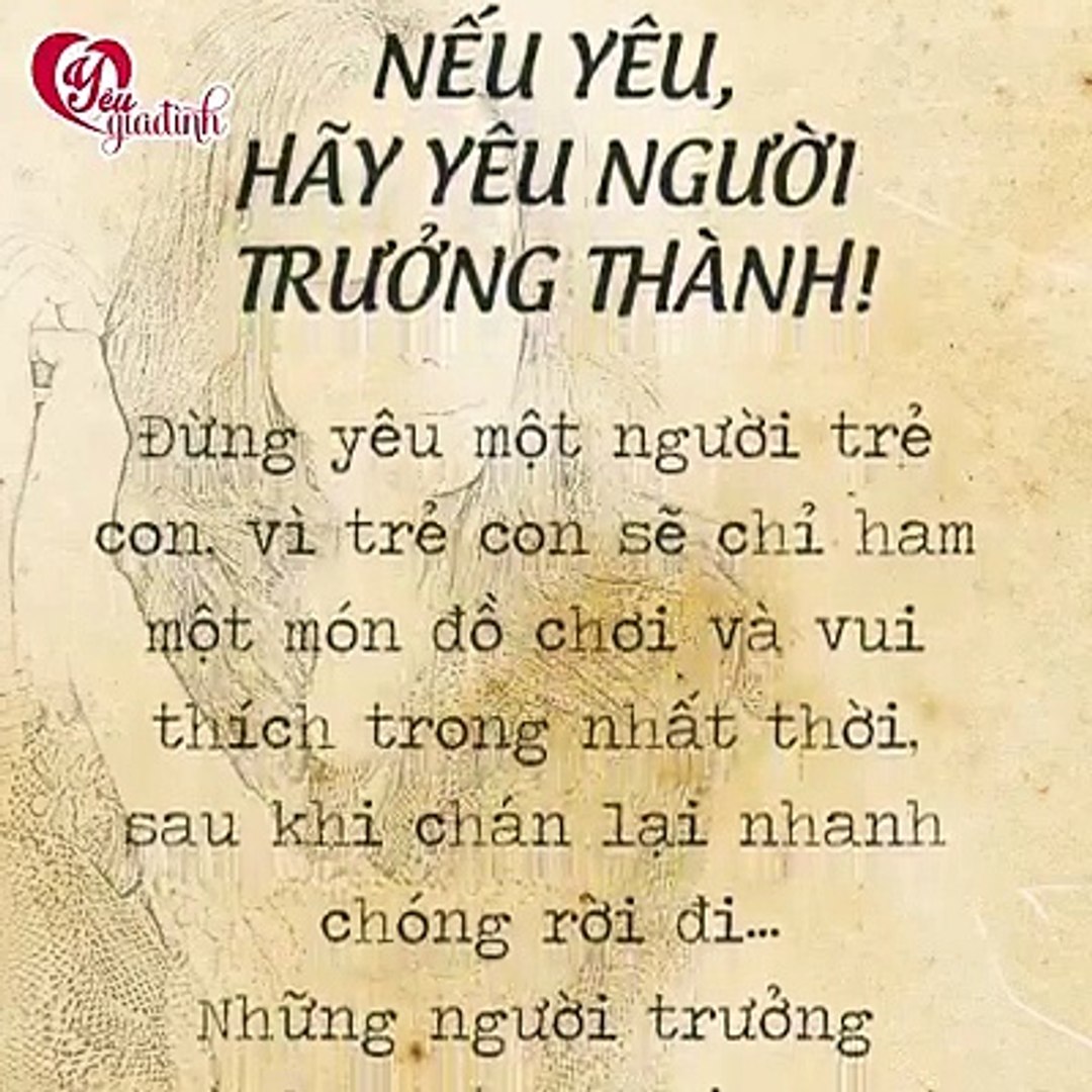 Nếu yêu hãy yêu người trưởng thành!