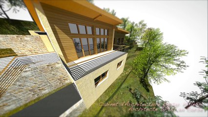 Villa BBC écologique & contemporaine RT 2012 en Ossature Bois + parement & maçonnerie en Corse