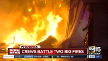 Fire crews battle two large fires in Phoenix on Friday morning