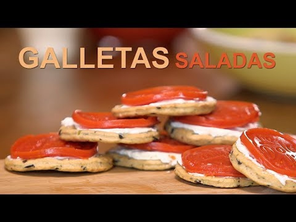 GALLETAS SALADAS de aceituna y gelatina de toma...