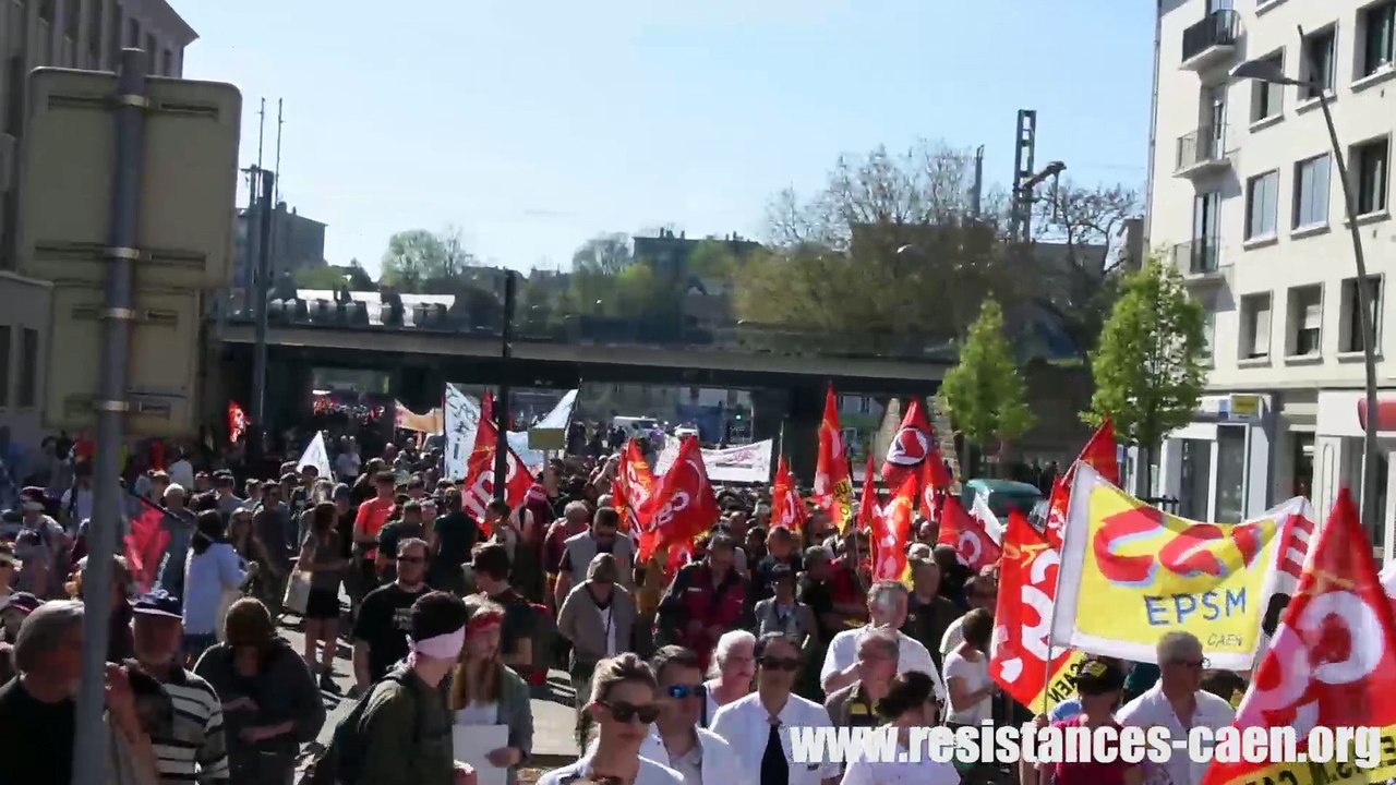 Manifestation contre la politique sociale de Macron à Caen le 19 avril 2018