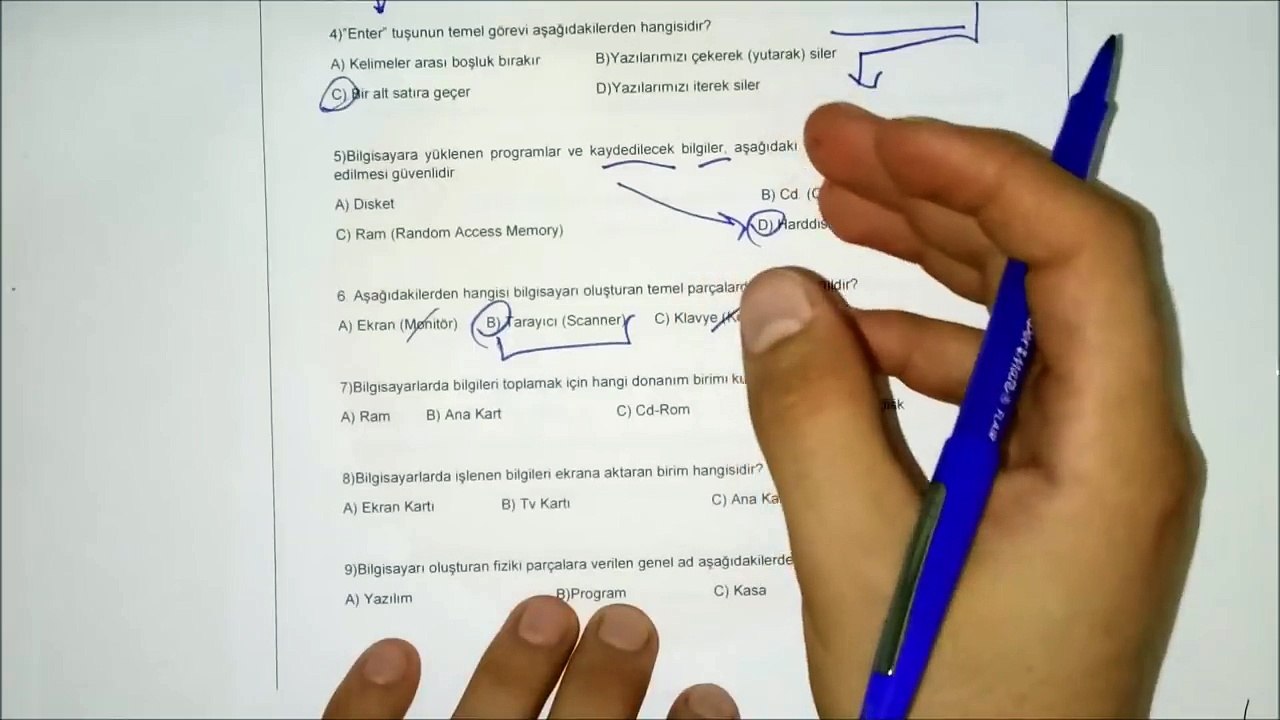 5. Sınıf BİLİŞİM TEKNOLOJİLERİ 2. Dönem 1. Yazılı Soruları ve Çözümü 2018