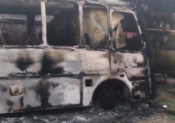Cars and Buildings Burnt Out During Protests in South Africa's Mahikeng Province