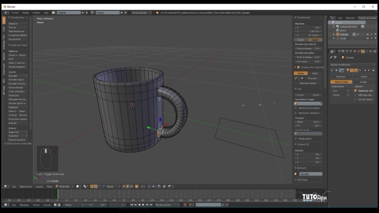 Tutoriel Blender - Modéliser un mug