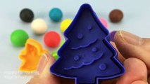 Learning Colours with Play Dough Balls with Christmas Tree Snowman Bird Twinkle Little Star Moulds