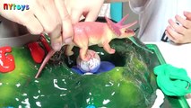공룡들과 화산대폭발 다이노플레이 장난감 실험 놀이 공룡 알 액체괴물 클레이로 나만의 화산 꾸미기 뉴욕이랑놀자 NY Toys