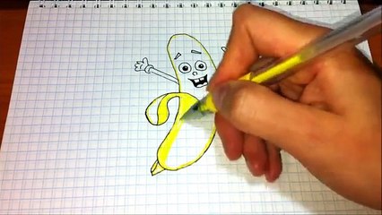 Простые рисунки #351 Как нарисовать влюбленный банан ❤