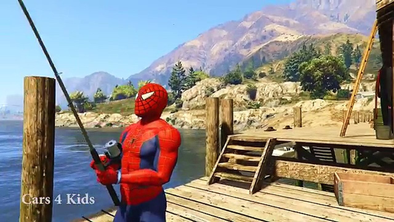 Fire Truck /w SPIDERMAN CARTOON & Lightning McQueen For Kids Cars and CHILDREN Nursery Rhymes Songs