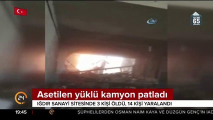Asetilen yüklü kamyon patladı