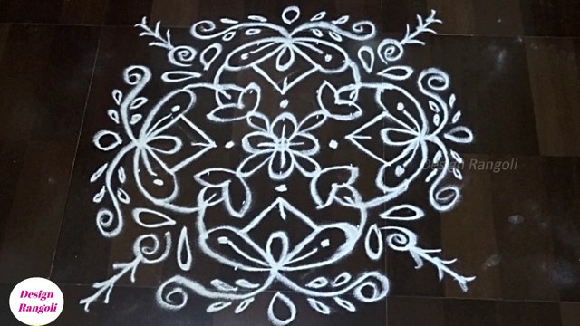 Rangoli videos , stylish flower design rangoli with 9 dots , easy design rangoli , simple design rangoli, Rangoli video / How to make rangoli with flowers - Video Dailymotion