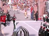 Hasan Ali gatecrashed the flag lowering ceremony at the Wagah Border to hype up the crowd with his trademark wicket celebration