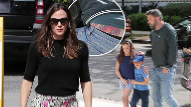Ben Affleck gives rare glimpse of back tattoo as he and Jennifer Garner take kids to church.