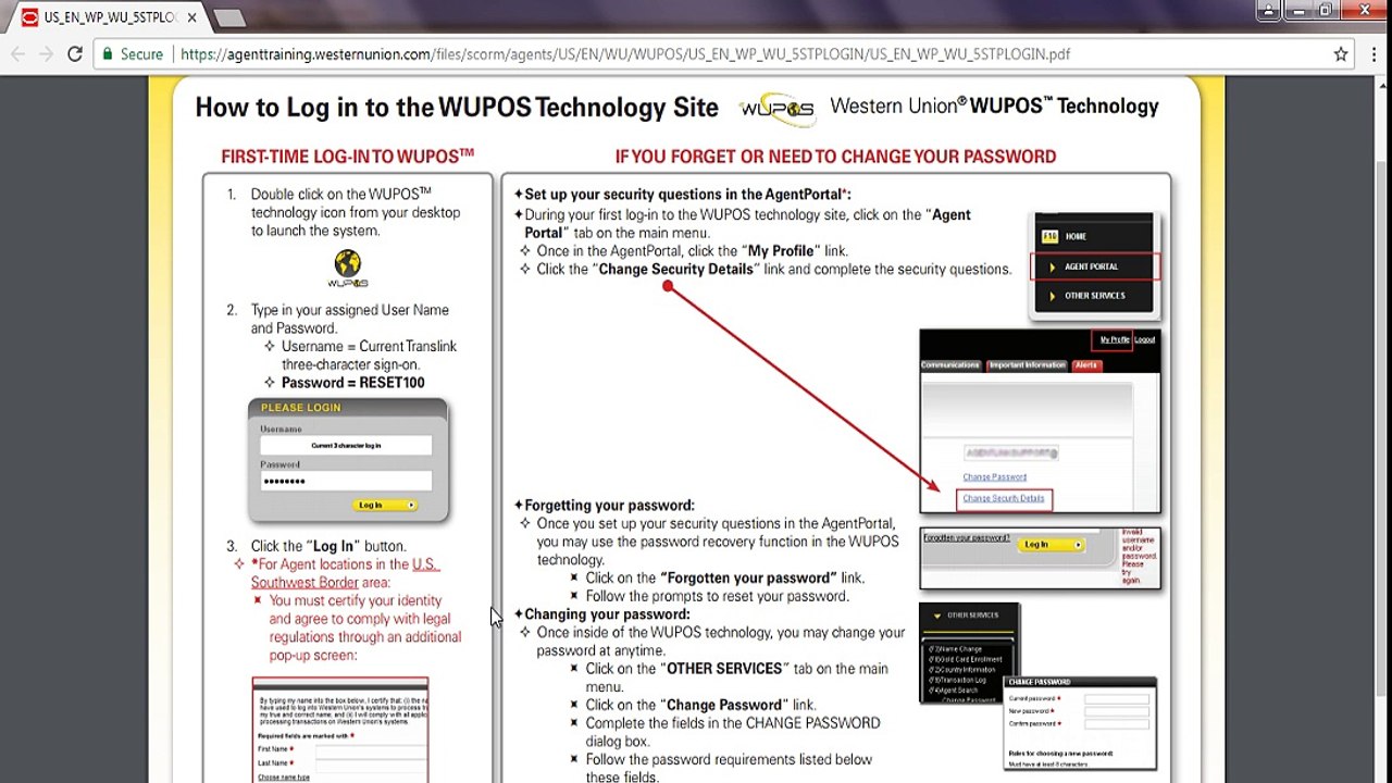 How to login to WUPOS technology site Western Union