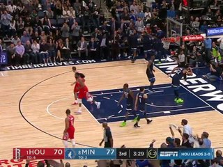 Hilarious - Karl-Anthony Towns watching James Harden's air ball sail away - 22.04.2018