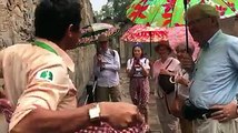 The excellent tour guide in Siem Reap Angkor Explaining his tourists strongly, Please Subscribe