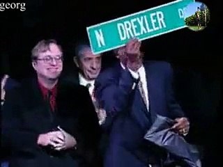 Cyde Drexler's No. 22 jerseys being retired by the Blazers a