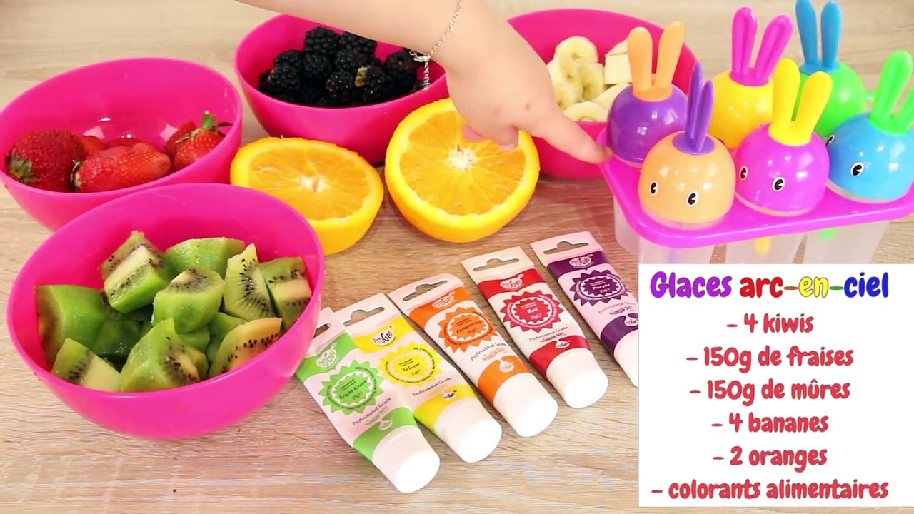 RECETTE GLACE ARC EN CIEL - GLACE AUX FRUITS SANS SUCRE  - FACILE ET RAPIDE •♡